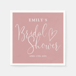 ほこりっぽいバラピンクスクリプト書道ブライダルシャワー スタンダードカクテルナプキン