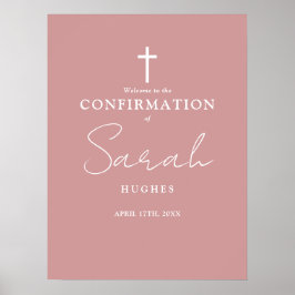 ほこりっぽいバラピンクスクリプト確認ウェルカムサイン ポスター