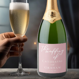 ほこりっぽいバラピンクタイポグラフィロマン結婚ティーズ スパークリングワインラベル