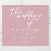 ほこりっぽいバラピンクタイポグラフィロマン結婚ティーズ スパークリングワインラベル (シングルラベル)