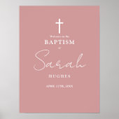 ほこりっぽいバラピンクバプテスマ《キリスト教》洗礼式や命名式ウェルカムサイン ポスター (正面)