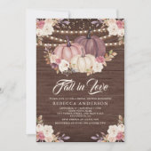ほこりっぽいバラピンクパンプキンフローラウッドブライダルシャワー 招待状 (正面)
