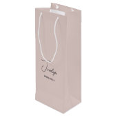 ほこりっぽいバラピンクパーソナライズされたウェディングパーティーの好意 ワインギフトバッグ (裏面アングル)