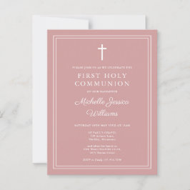 ほこりっぽいバラピンクファーストホーリーコミューン招待状 ポストカード