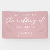 ほこりっぽいバラピンクフェミニンタイポグラフィ結婚ズ 横断幕 (横)