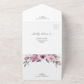 ほこりっぽいバラピンクフラワーフローラ結婚ズ詳細RSVP オールインワン招待状 (外側)
