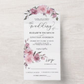 ほこりっぽいバラピンクフラワーフローラ結婚ズ詳細RSVP オールインワン招待状 (内側)