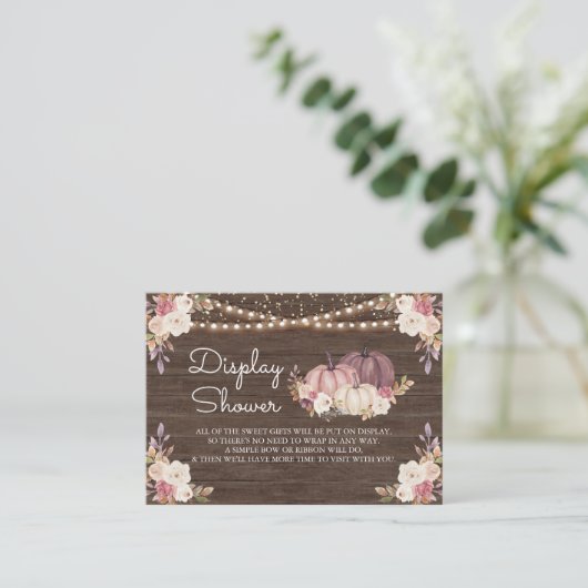 ほこりっぽいバラピンクフローラウッドカボチャ表示シャワー エンクロージャーカード (スタンド正面)
