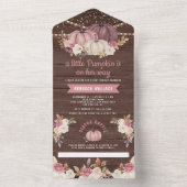 ほこりっぽいバラピンクフローラウッドカボチャ赤ちゃんシャワー オールインワン招待状 (内側)
