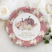 ほこりっぽいバラピンクフローラカボチャ赤ちゃんシャワー ペーパープレート