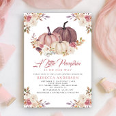 ほこりっぽいバラピンクフローラカボチャ赤ちゃんシャワー 招待状