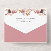 ほこりっぽいバラピンクフローラネイビーカボチャ赤ちゃんシャワー オールインワン招待状 (裏面)