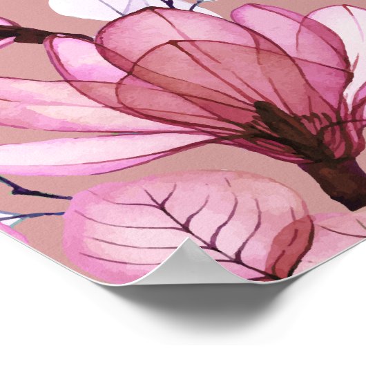 ほこりっぽいバラピンクフローラバプテスムウェルカムサイン ポスター (角)