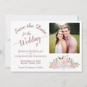 ほこりっぽいバラピンクフローラ書道写真結婚の写真 セーブザデート (正面)