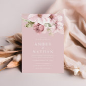 ほこりっぽいバラピンクフローラ水の色エレガントな結婚式 招待状