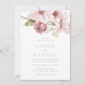 ほこりっぽいバラピンクフローラ水の色結婚の 招待状 (正面)