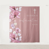 ほこりっぽいバラピンクフローラ確認写真の背景 タペストリー (正面)