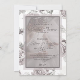 ほこりっぽいバラピンクブライダルシャワー発表 案内状