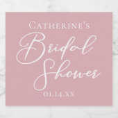 ほこりっぽいバラピンクブライダルシャワー パーソナライズされた スパークリングワインラベル (シングルラベル)