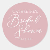 ほこりっぽいバラピンクブライダルシャワー パーソナライズされた ラウンドシール (正面)