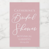 ほこりっぽいバラピンクブライダルシャワー パーソナライズされた ワインラベル (シングルラベル)