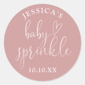 ほこりっぽいバラピンクベビー散水シャワーの好意 ラウンドシール (正面)