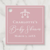 ほこりっぽいバラピンクホワイトベビーシャワーパーティー フェイバータグ (正面)