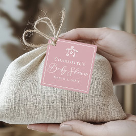 ほこりっぽいバラピンクホワイトベビーシャワーパーティー フェイバータグ