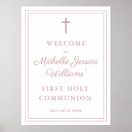 ほこりっぽいバラピンクホーリーコミュニオンウェルカムサイン ポスター