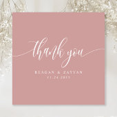 ほこりっぽいバラピンクミニマリスト結婚スクリプト サンキューカード