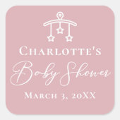ほこりっぽいバラピンクモダンのベビースシャワー スクエアシール (正面)