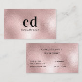 ほこりっぽいバラピンクモノグラムイニシャルミニマル 名刺 (正面/裏面)