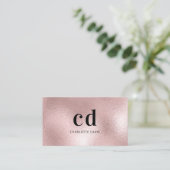 ほこりっぽいバラピンクモノグラムイニシャルミニマル 名刺 (スタンド正面)