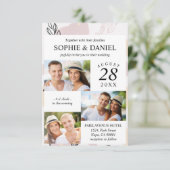 ほこりっぽいバラピンクラインアート抽象芸術3フォト結婚ズ 招待状 (スタンド正面)