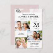 ほこりっぽいバラピンクラインアート抽象芸術3フォト結婚ズ 招待状 (正面/裏面)