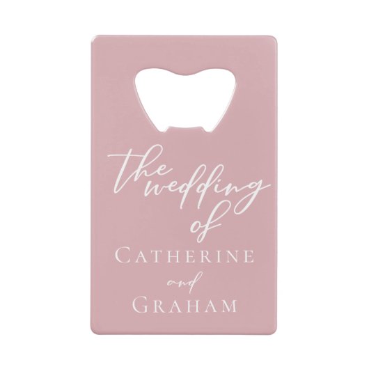 ほこりっぽいバラピンクロパーソナライズされたマン結婚ティーズ クレジットカード栓抜き (正面)