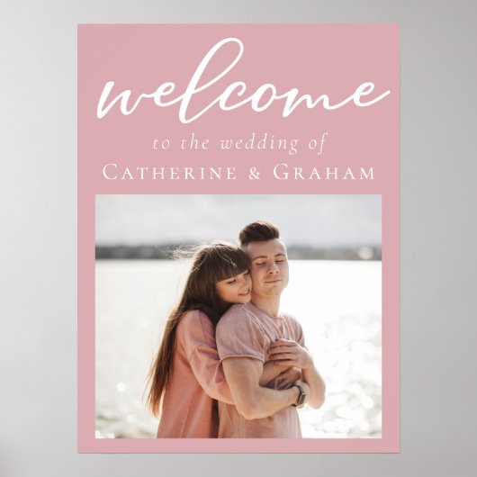 ほこりっぽいバラピンクロマンチックなカップルの結婚写真 ポスター (正面)