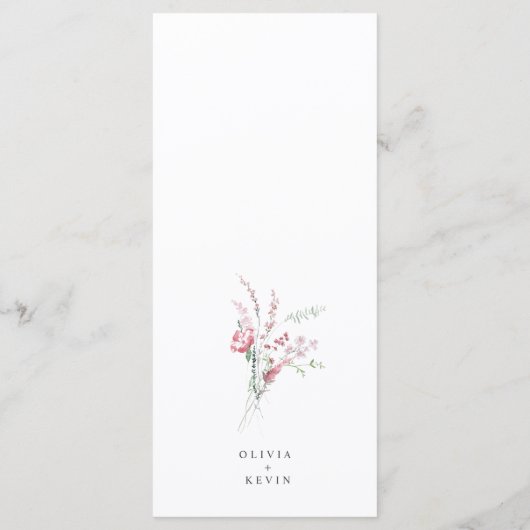 ほこりっぽいバラピンクワイルドフラワーメドウフローラ結婚ズ メニュー (裏面)