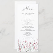 ほこりっぽいバラピンクワイルドフラワーメドウフローラ結婚ズ メニュー (正面/裏面)