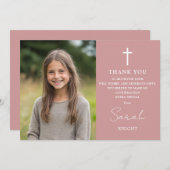 ほこりっぽいバラピンク写真の確認 サンキューカード (正面/裏面)