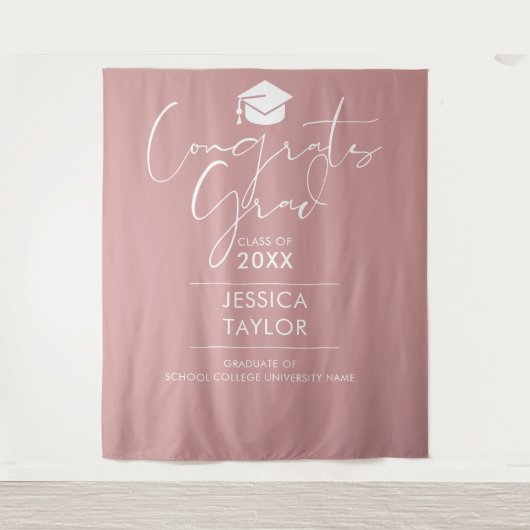 ほこりっぽいバラピンク卒業パーティーの写真の背景 タペストリー (正面)