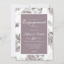 ほこりっぽいバラピンク婚約 案内状