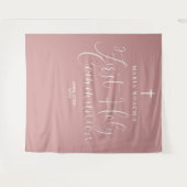 ほこりっぽいバラピンク最初の聖餐式の背景 タペストリー (正面(横))