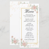 ほこりっぽいバラピンク牡丹フローラピーチ結婚ズメニュー メニュー (正面/裏面)