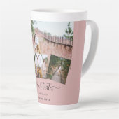 ほこりっぽいバラピンク結婚の新婚の写真ギフト カフェラテマグ (右アングル)