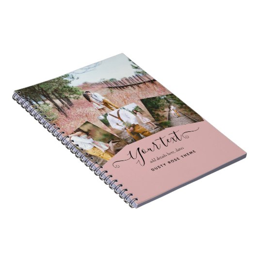 ほこりっぽいバラピンク結婚の新婚の写真ギフト ノートブック (右側)