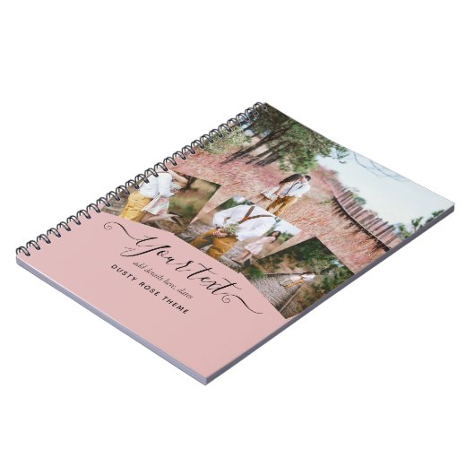 ほこりっぽいバラピンク結婚の新婚の写真ギフト ノートブック (左側)