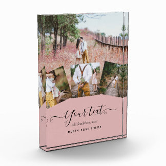 ほこりっぽいバラピンク結婚の新婚の写真ギフト フォトブロック