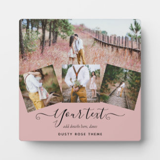 ほこりっぽいバラピンク結婚の新婚の写真ギフト フォトプラーク