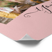 ほこりっぽいバラピンク結婚の新婚の写真ギフト ポスター (角)